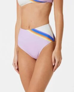 Sunrise Stripe High Waisted Good Coverage Bikini Bottom -BeachFit Store 0aawsw 0108 3