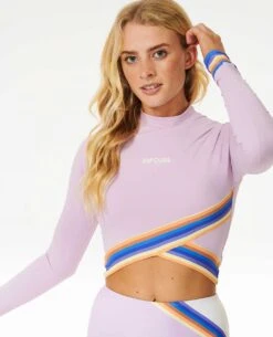 Sunrise Striped Long Sleeve Crop Top