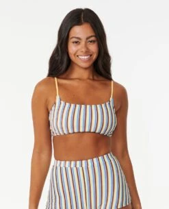 Tropics Stripe Longline Crop Bikini Top