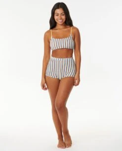Tropics Stripe Longline Crop Bikini Top -BeachFit Store 0cbwsw 3282 4