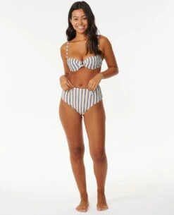 Tropics Stripe High Waist Cheeky Coverage Bikini Bottoms -BeachFit Store 0ccwsw 3282 4