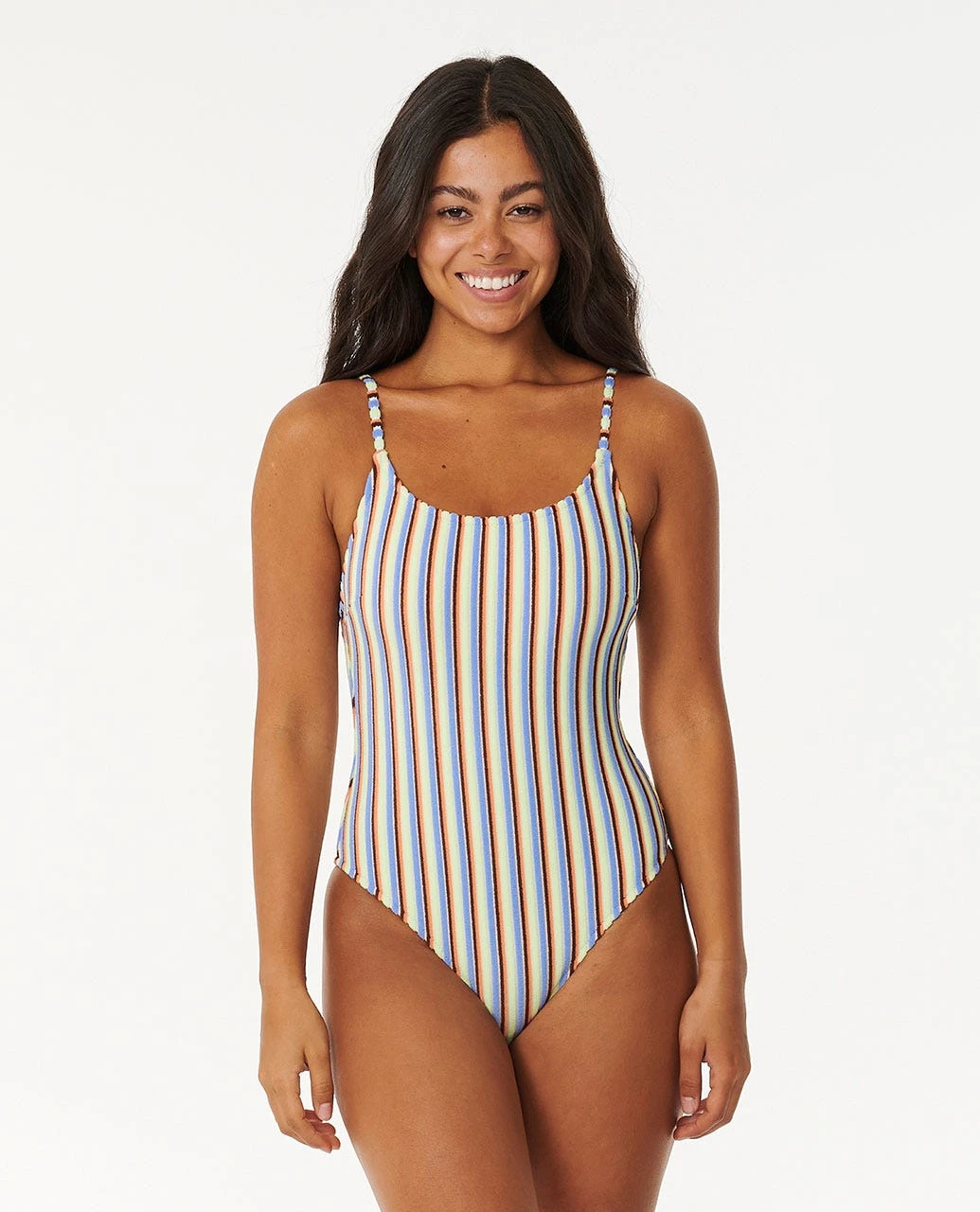 Tropics Stripe Cheeky Coverage One Piece Swimsuit 1 Tropics Stripe Cheeky Coverage One Piece Swimsuit